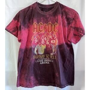 2020 AC/DC Men's Size Medium Red Highway To Hell Tie-Dye Wash T-Shirt